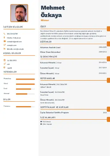 Mimar Cv Örnekleri cv indir